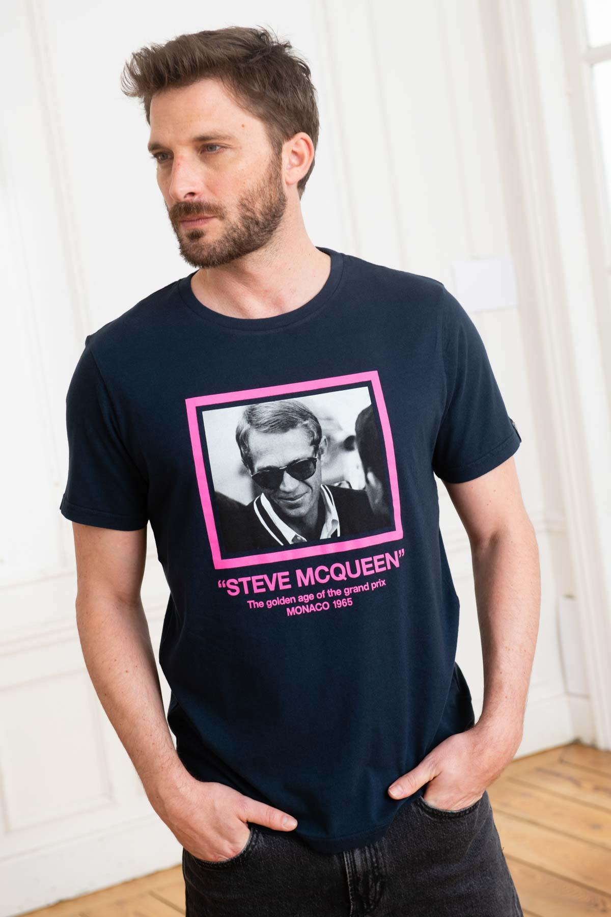 Steve McQueen Navy Blue Printed T-Shirt - Image n°1