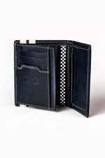 Navy blue sheepskin leather wallet Jacky Ickx - Image n°3