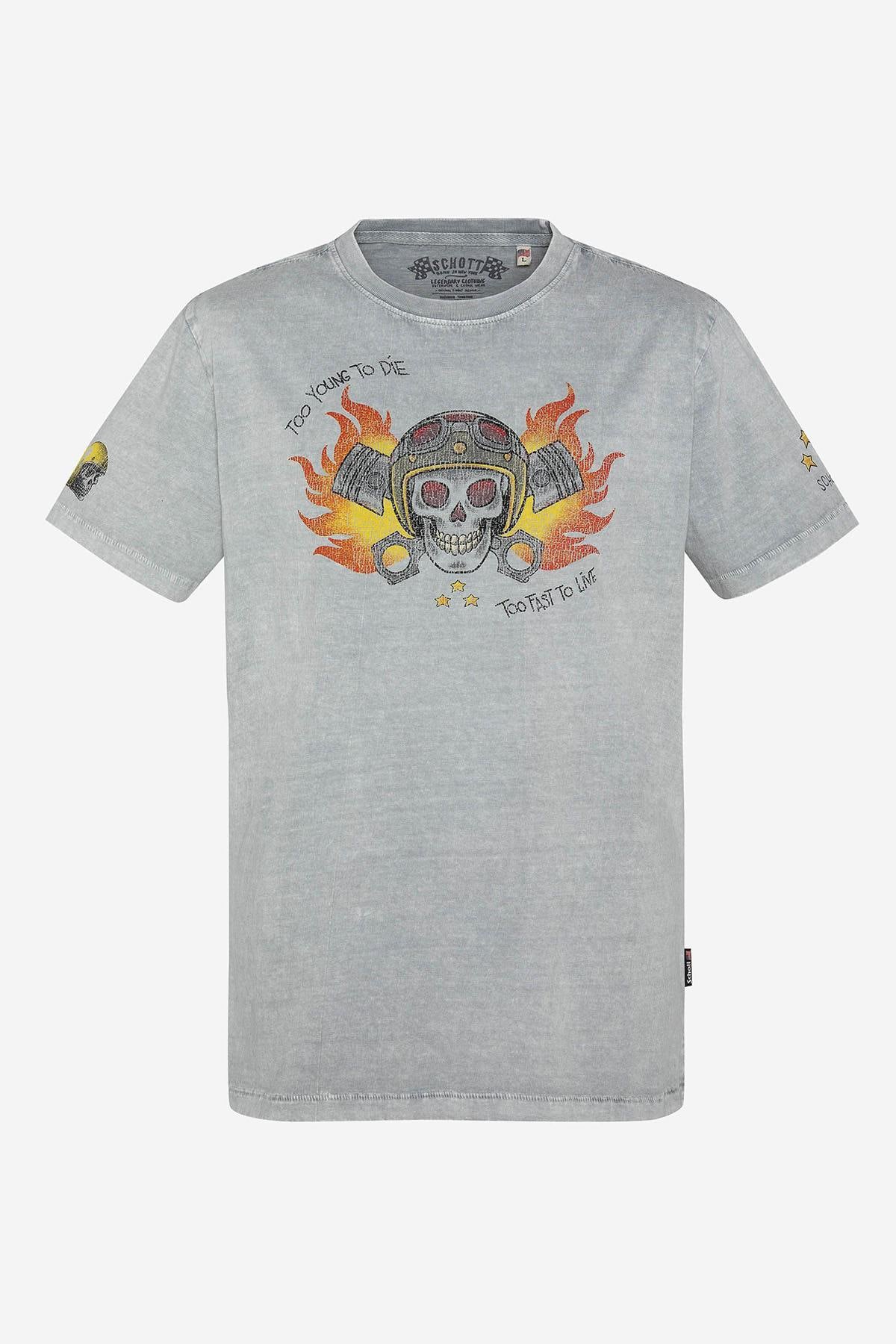 Gray biker print T-shirt - Image n°2