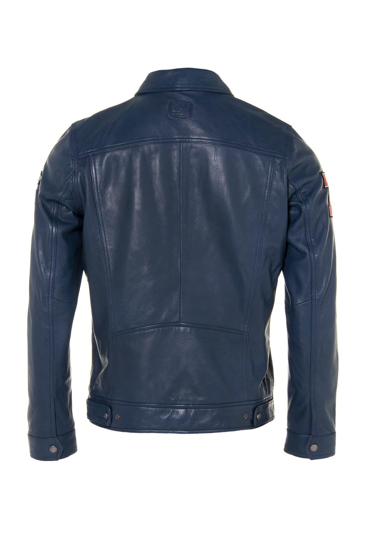 McQueen vintage racing jacket in blue leather - Image n°8