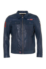 McQueen vintage racing jacket in blue leather - Image n°7