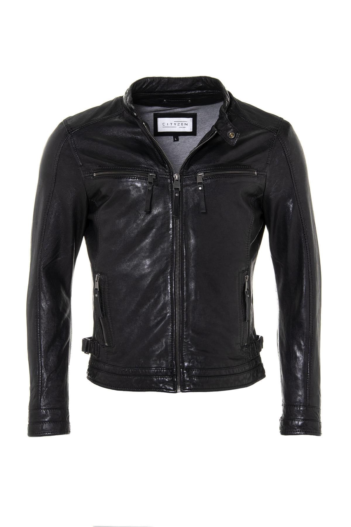 A black sheepskin jacket with a slim, modern cut for effortless style. - Image n°2
