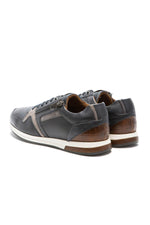 Navy blue gray leather sneaker - Image n°4