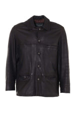 Mid-length coat in brown fat buffalo - Image n°1