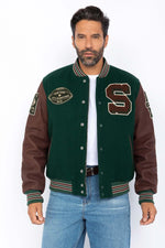 Schott's green wool teddy with cordovan-trimmed vachetta sleeves. - Image n°3