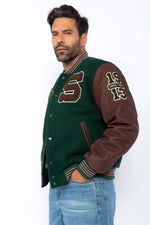 Schott's green wool teddy with cordovan-trimmed vachetta sleeves. - Image n°1