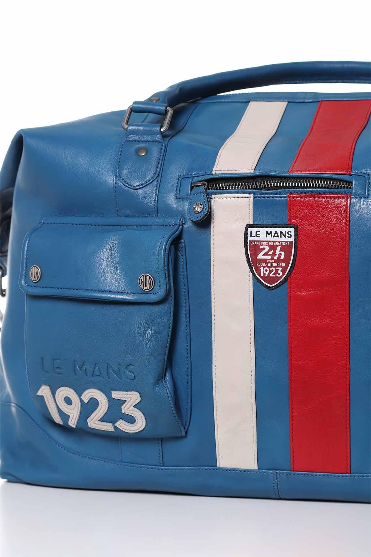 72-hour travel bag in blue leather "Le Mans 1923" - Image n°2
