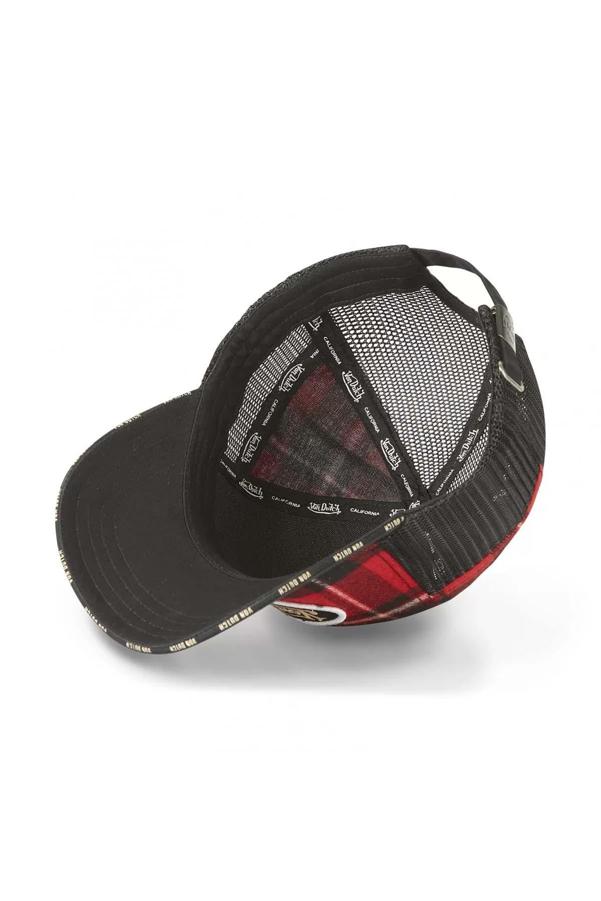 Cap with red grid pattern net - Image n°4