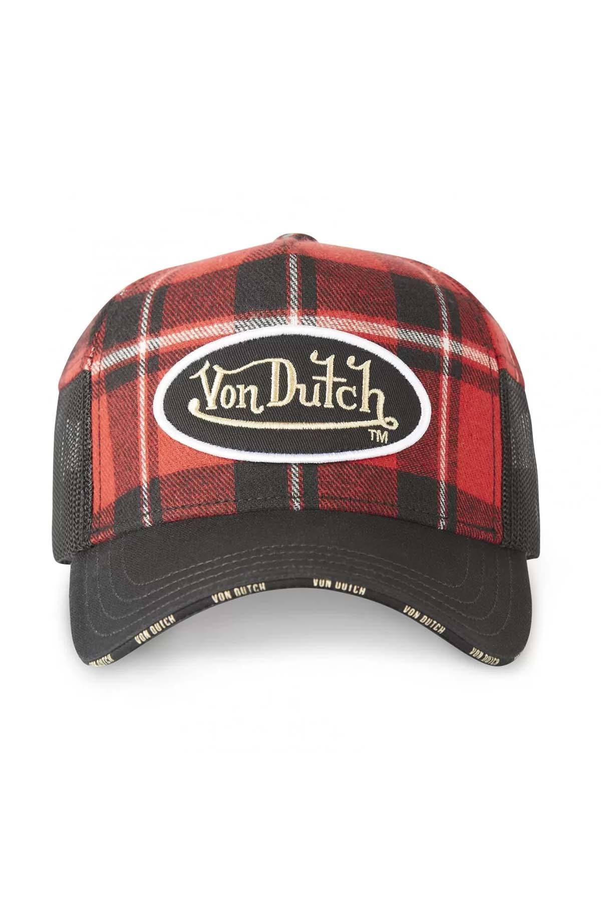 Cap with red grid pattern net - Image n°2