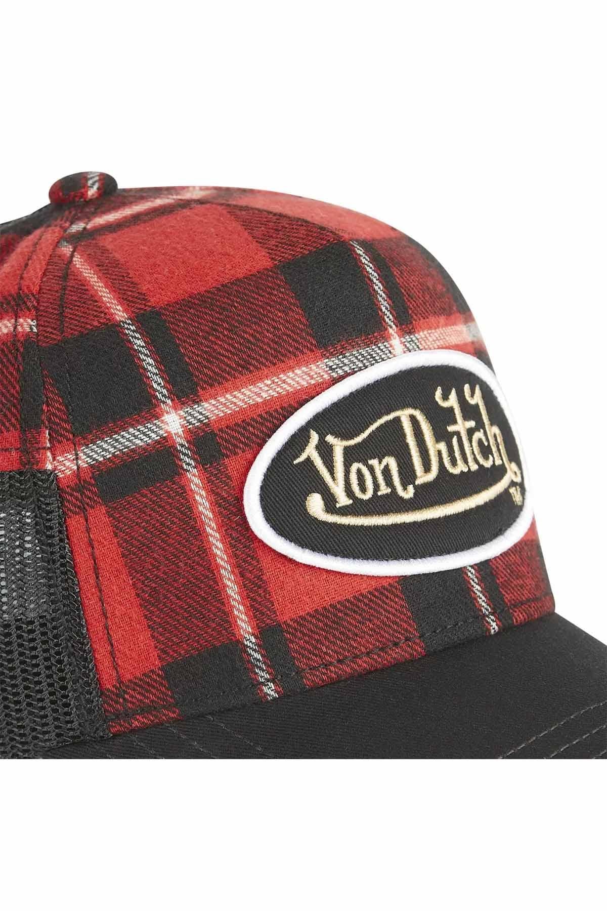 Cap with red grid pattern net - Image n°3