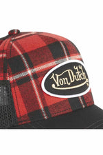 Cap with red grid pattern net - Image n°3
