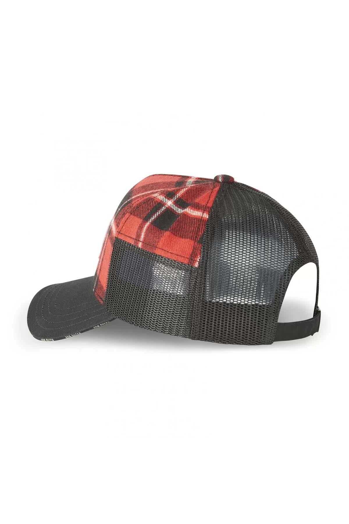 Cap with red grid pattern net - Image n°5