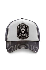 Black and white worn effect skull cap with mesh - Image n°2