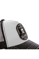 Black and white worn effect skull cap with mesh - Image n°3