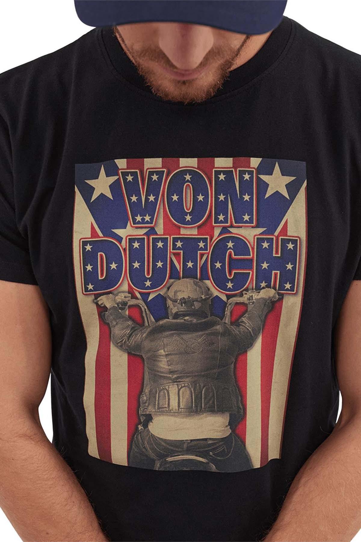 Men's American Biker Print Black T-Shirt - Image n°2