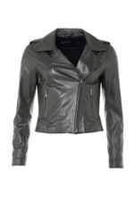 A metallic dark green sheepskin biker jacket, bold and seasonless. - Image n°13
