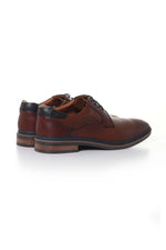 Men's navy cognac leather shoes - Image n°2