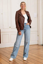 Oakwood's maroon lambskin biker jacket, cotton-lined for all seasons. - Image n°4