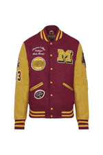 American College's burgundy varsity: wool and gold-yellow leather. - Image n°8