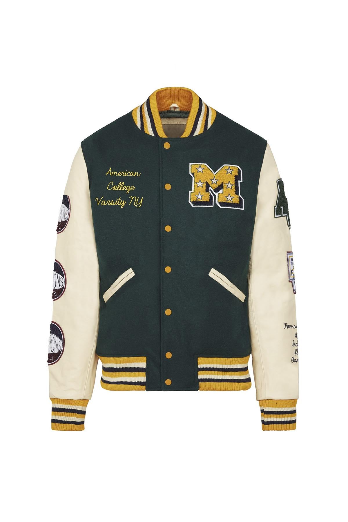 Green and beige American varsity jacket - Image n°9