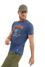 Blue t-shirt with distressed print for men - Image n°4