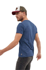 Blue t-shirt with vintage print for men - Image n°3