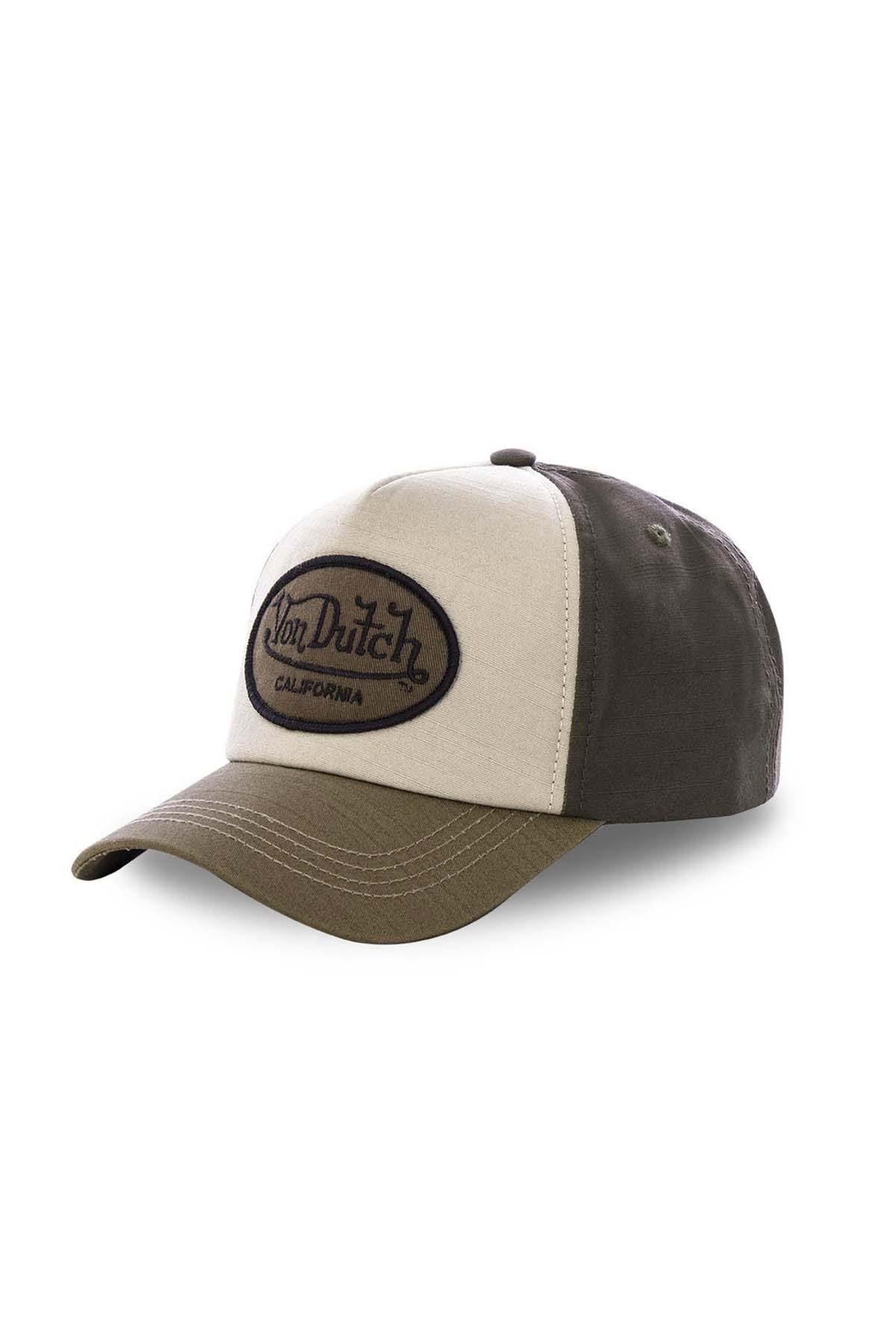Brown and white trucker cap with logo - Image n°1