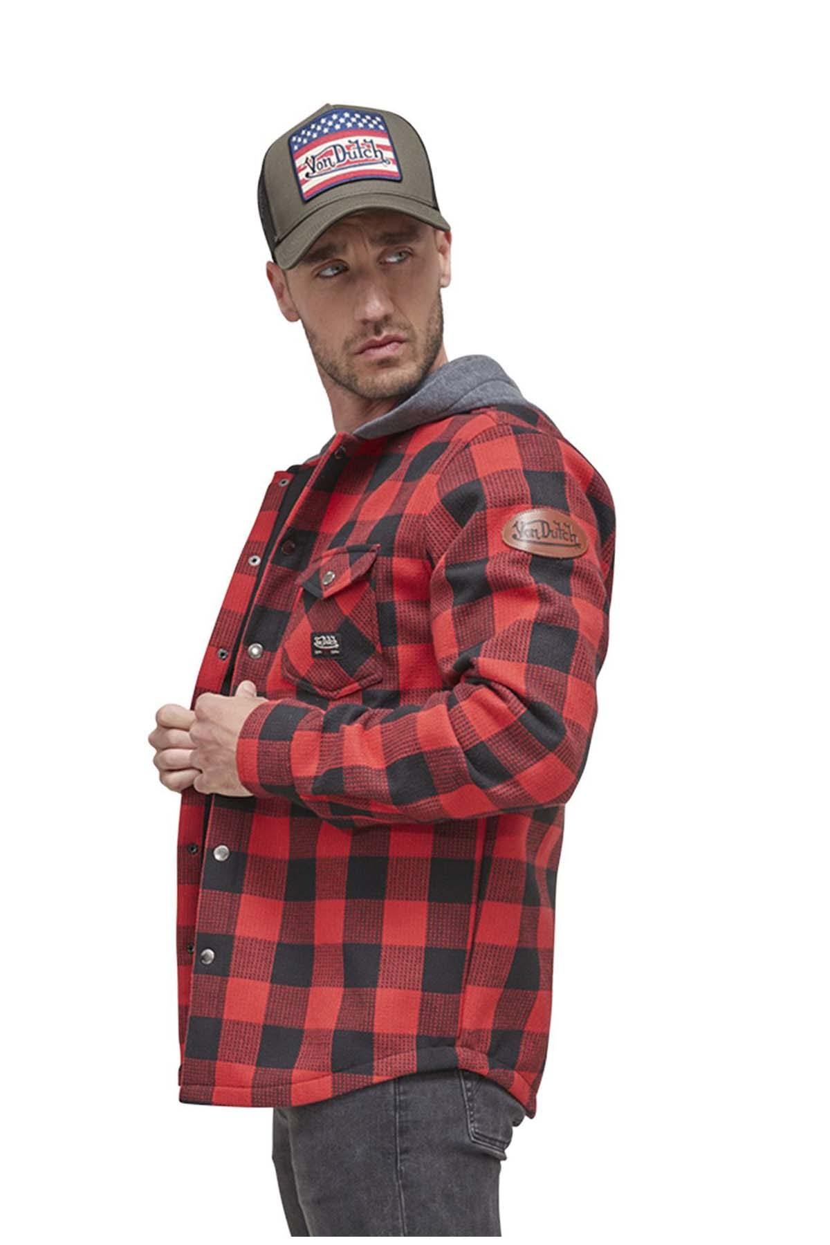 Men's red and black lumberjack overshirt - Image n°4