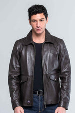Dark brown sheepskin jacket, relaxed fit. Perfect for all seasons. - Image n°1