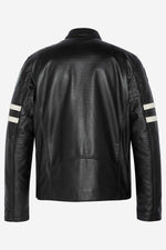 Schott's black lambskin biker jacket with a motard collar. - Image n°11