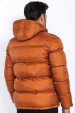 Men's rust-colored nylon down jacket - Image n°2