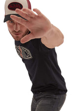 Men's black T-shirt with vintage logo - Image n°5