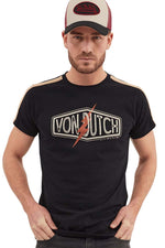 Men's black T-shirt with vintage logo - Image n°1