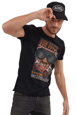 Men's black t-shirt with comic print - Image n°1