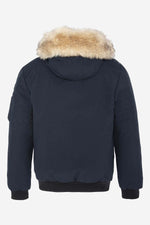Navy blue snorkel jacket with synthetic fur - Image n°2