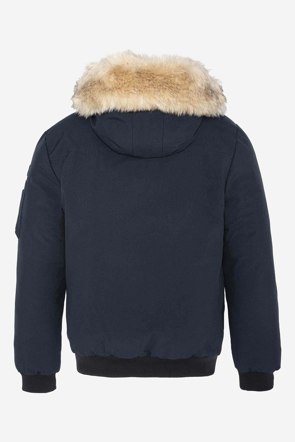 Navy blue snorkel jacket with synthetic fur - Image n°2