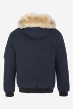 Navy blue snorkel jacket with synthetic fur - Image n°2