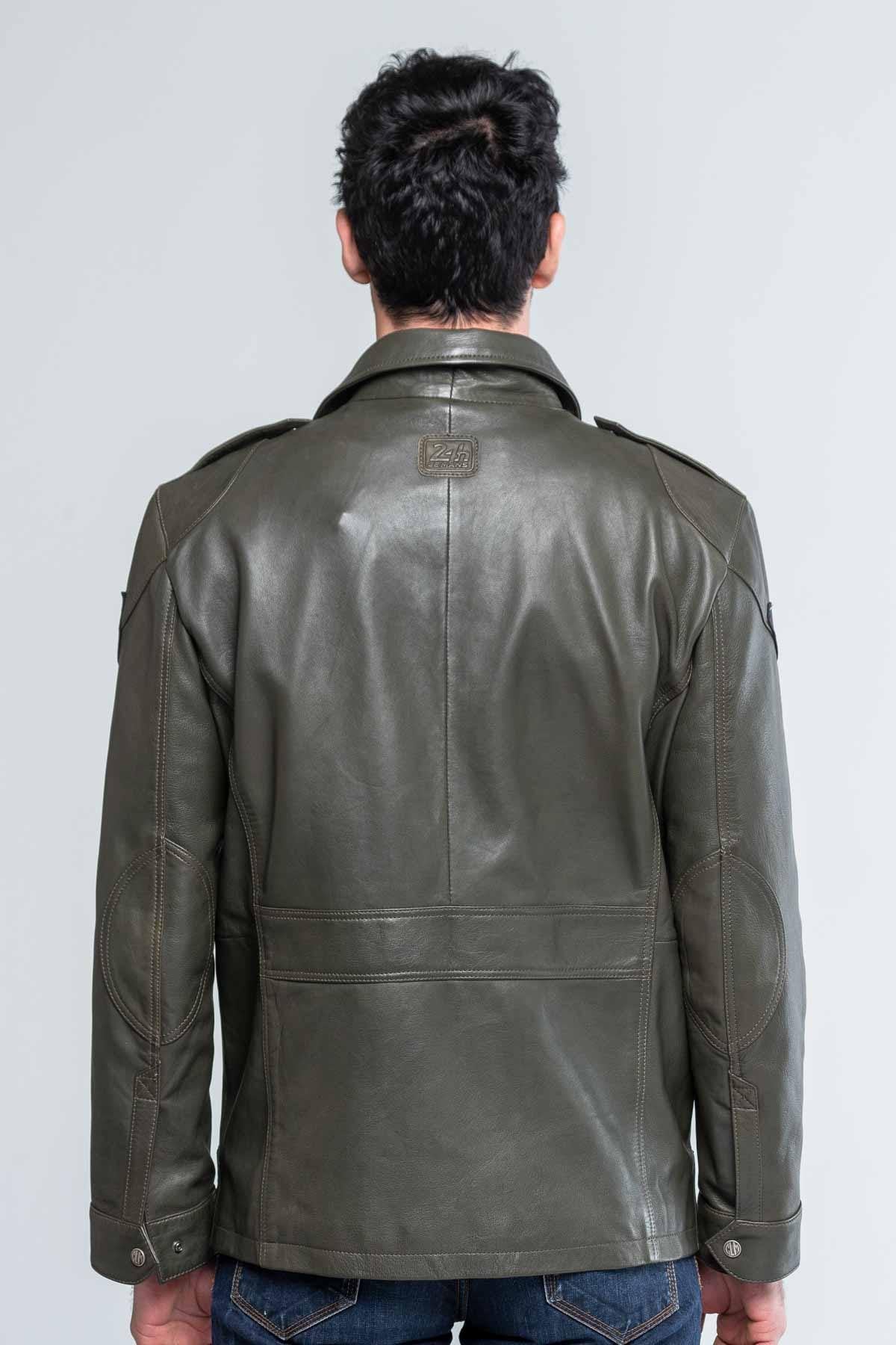 Mid-length dark khaki sheepskin jacket. Steve McQueen's iconic look. - Image n°3