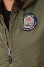 Men's khaki bomber jacket with fur collar - Image n°8