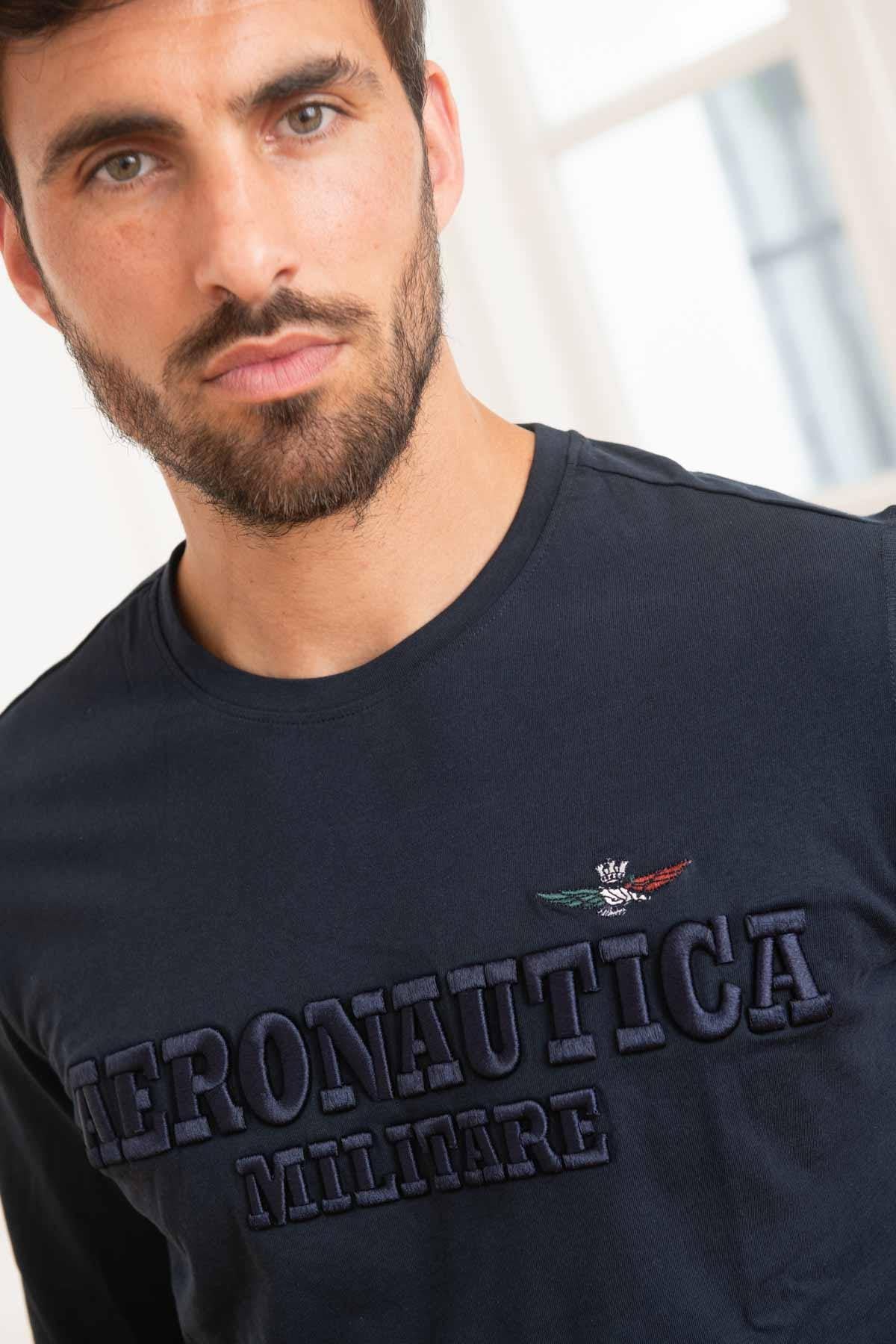 Aeronautica embroidered dark blue long-sleeved t-shirt - Image n°2
