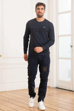 Aeronautica embroidered dark blue long-sleeved t-shirt - Image n°3