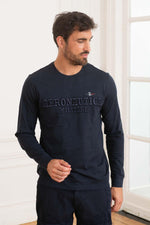 Aeronautica embroidered dark blue long-sleeved t-shirt - Image n°1