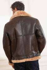 Schott's B-3 aviator in rich brown gold shearling, built for winter. - Image n°7