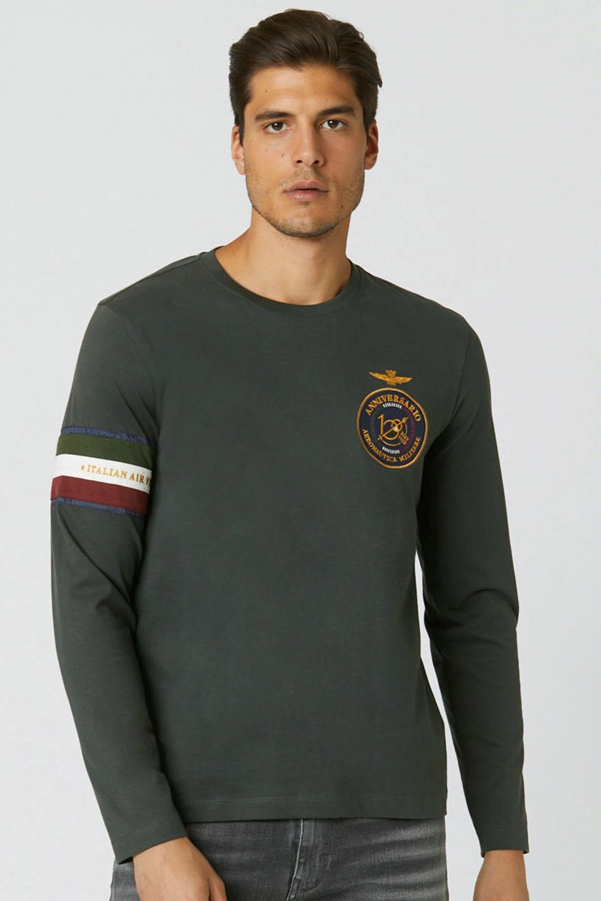 Long-sleeved cotton T-shirt with embroidery - Image n°1