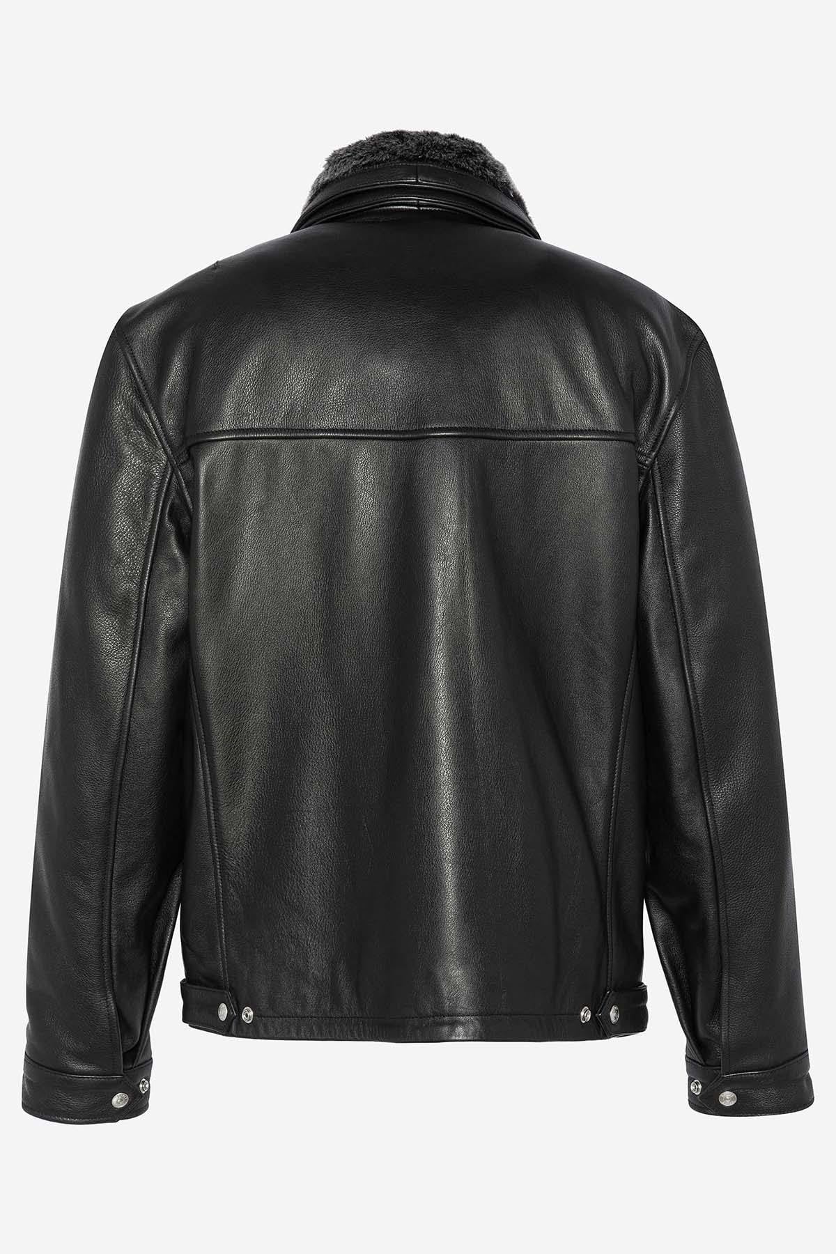 Schott's LC8100W23: black cowhide with snap pockets and vegan collar. - Image n°9