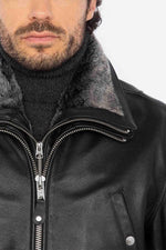 Schott's LC8100W23: black cowhide with snap pockets and vegan collar. - Image n°2