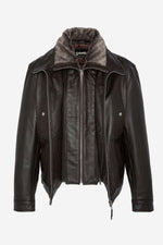 Schott's LC8100W23: brown cowhide, shirt collar, vegan-fur trim. - Image n°8