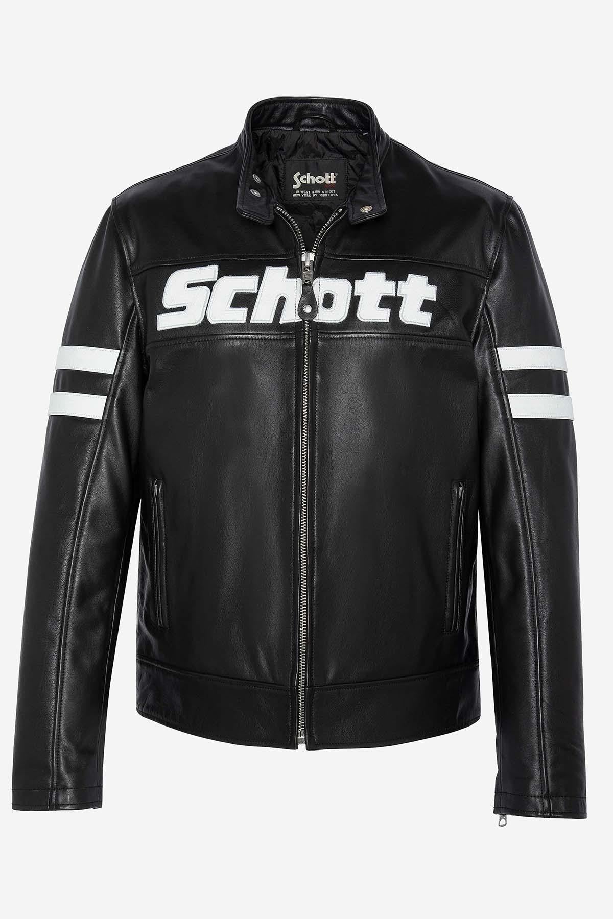 Black cowhide jacket by Schott-timeless moto design for daily wear. - Image n°6