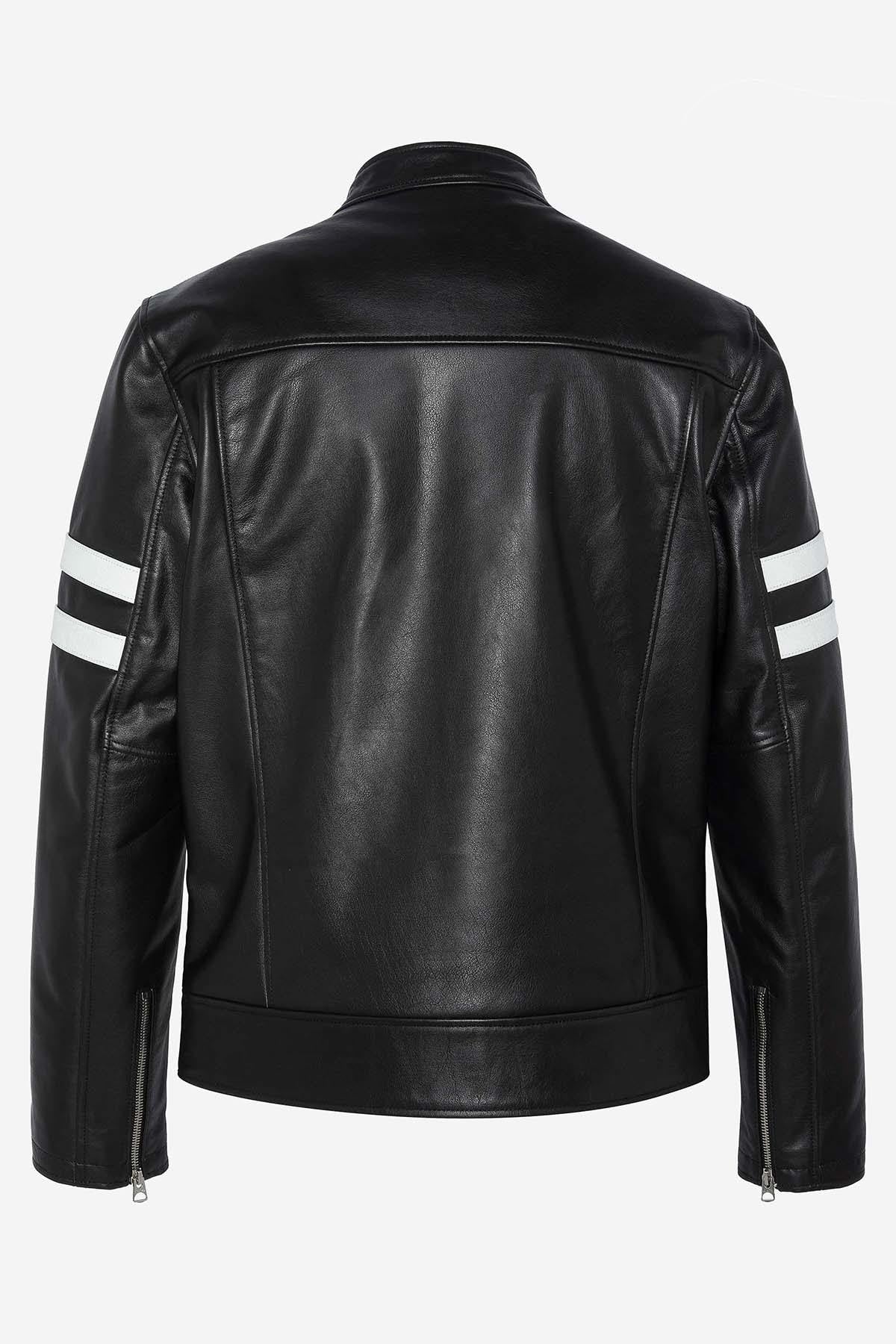 Black cowhide jacket by Schott-timeless moto design for daily wear. - Image n°9