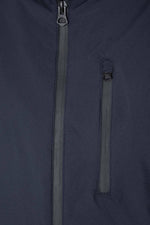 Long navy blue textile parka for men - Image n°4